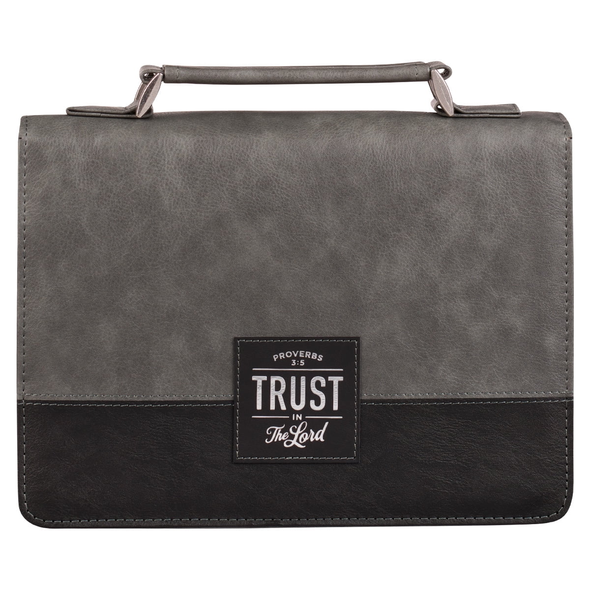 Trust in the Lord Proverbs 3-5 Bible Cover, Grey & Black - Large