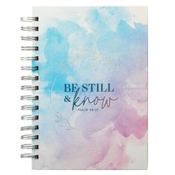 241508 Be Still Watercolor Psalm 46-10 Wirebound Journal, Pink & Blue - Large