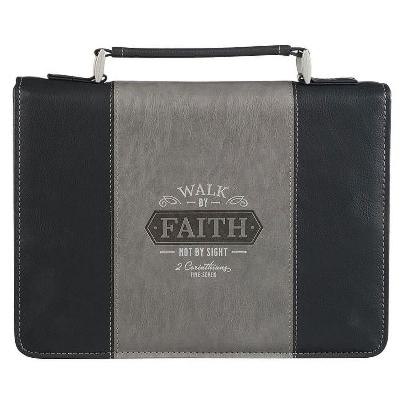 Walk by Faith 2 Corinthians 5-7 Bible Cover, Two-Tone Black - Medium