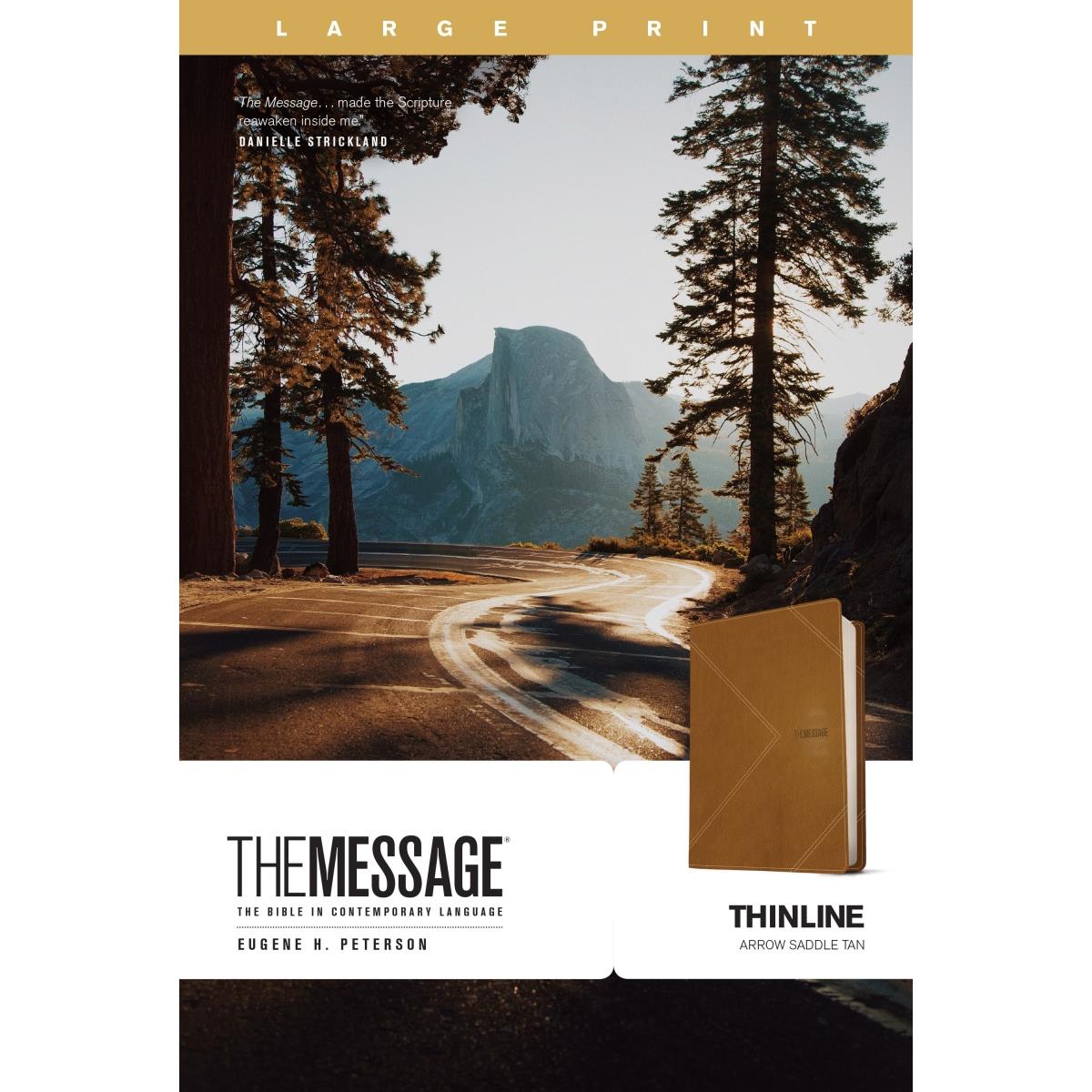 222666 The Message Thinline & Large Print LeatherLike Bible - Arrow Saddle Tan
