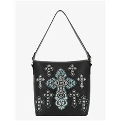 322021 Hobo-Embroidered Multiple Cross Concealed Carry Bag - Black -  Montana West