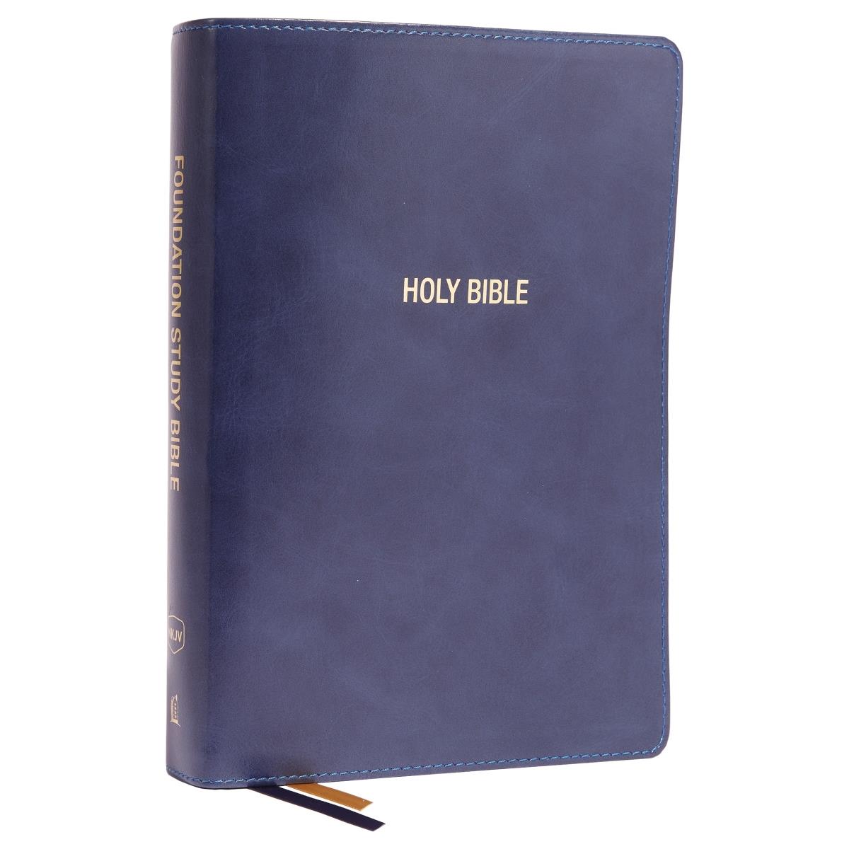 257226 NKJV Foundation Study & Large Print Comfort Print Leathersoft Bible - Blue