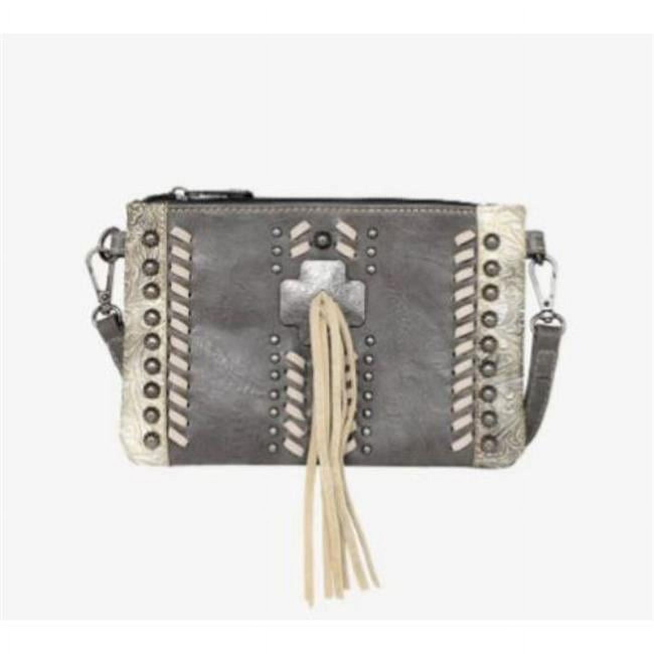 Picture of Montana West 234176 Cross with Tassel Clutch & Crossbody Bag - Grey