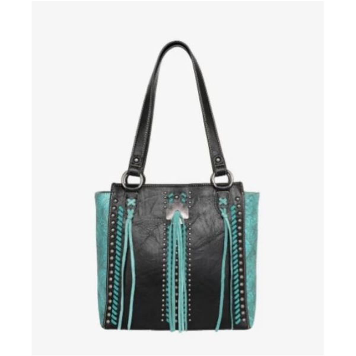 234178 Cross with Tassel Concealed Carry Tote Bag - Black -  Montana West