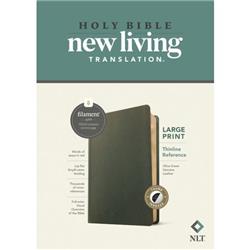 NLT Large Print Thinline Reference Filament Enabled Edition Bible, Olive Green Genuine Leather