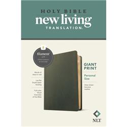 NLT Personal Size Giant Print Filament Enabled Edition Bible, Olive Green Genuine Leather