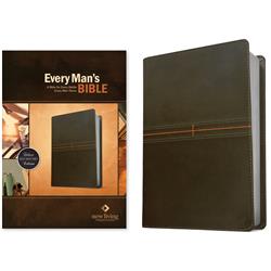 222349 NLT Every Mans LeatherLike Bible - East West Grey