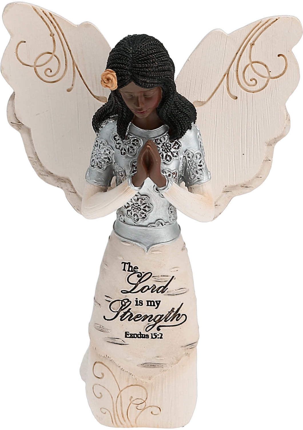 Picture of Pavilion 233237 5.5 in. Ebony Angels-Prayer & the Lord is My Strength Figurine