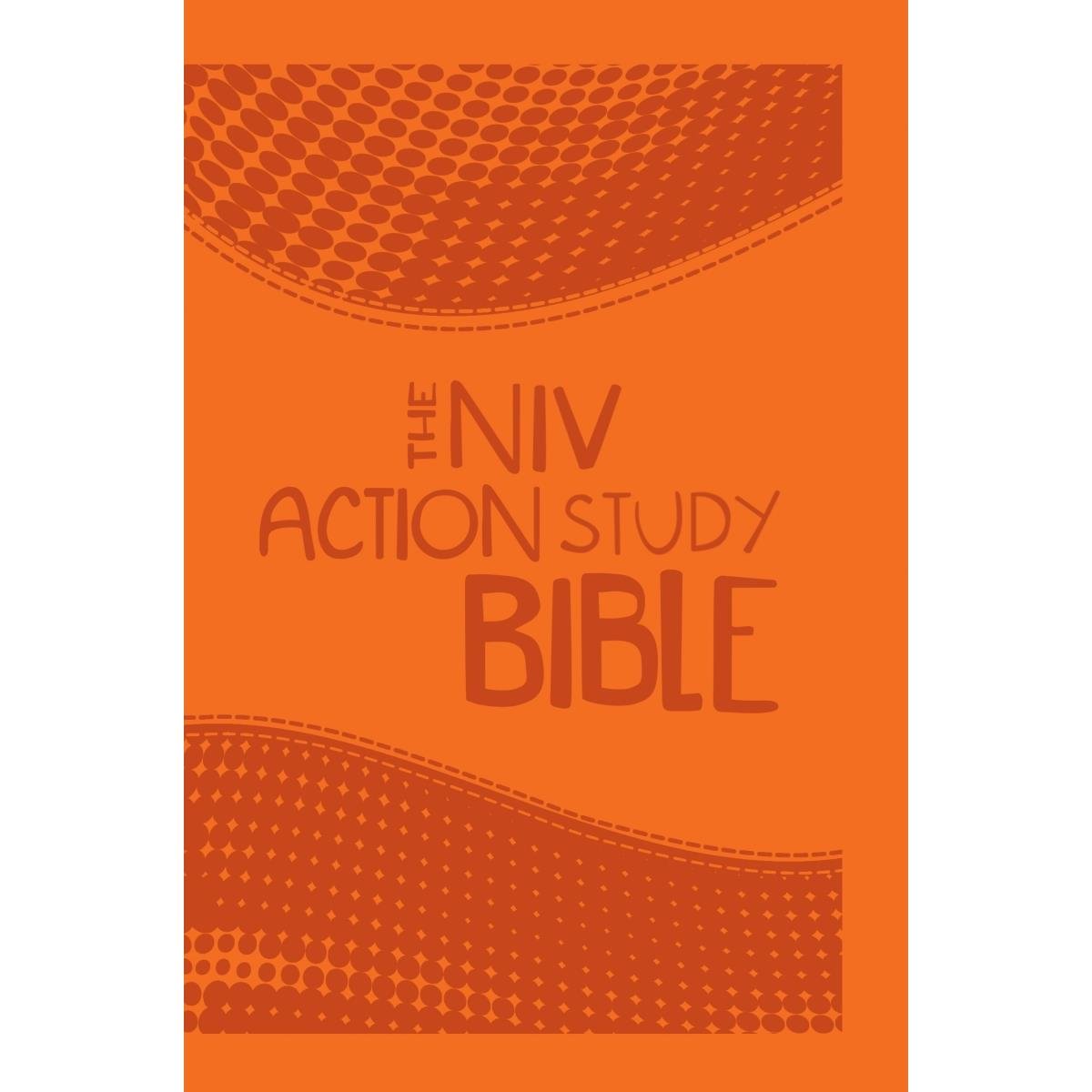 233756 NIV the Action Study Revised Premium Edition Imitation Leather Bible - Orange -  David C Cook