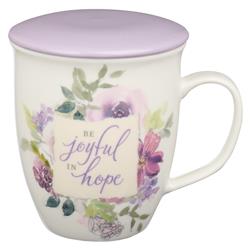 Picture of Christian Art Gifts 241552 Be Joyful in Hope Lilac Lidded Ceramic Coffee Mug