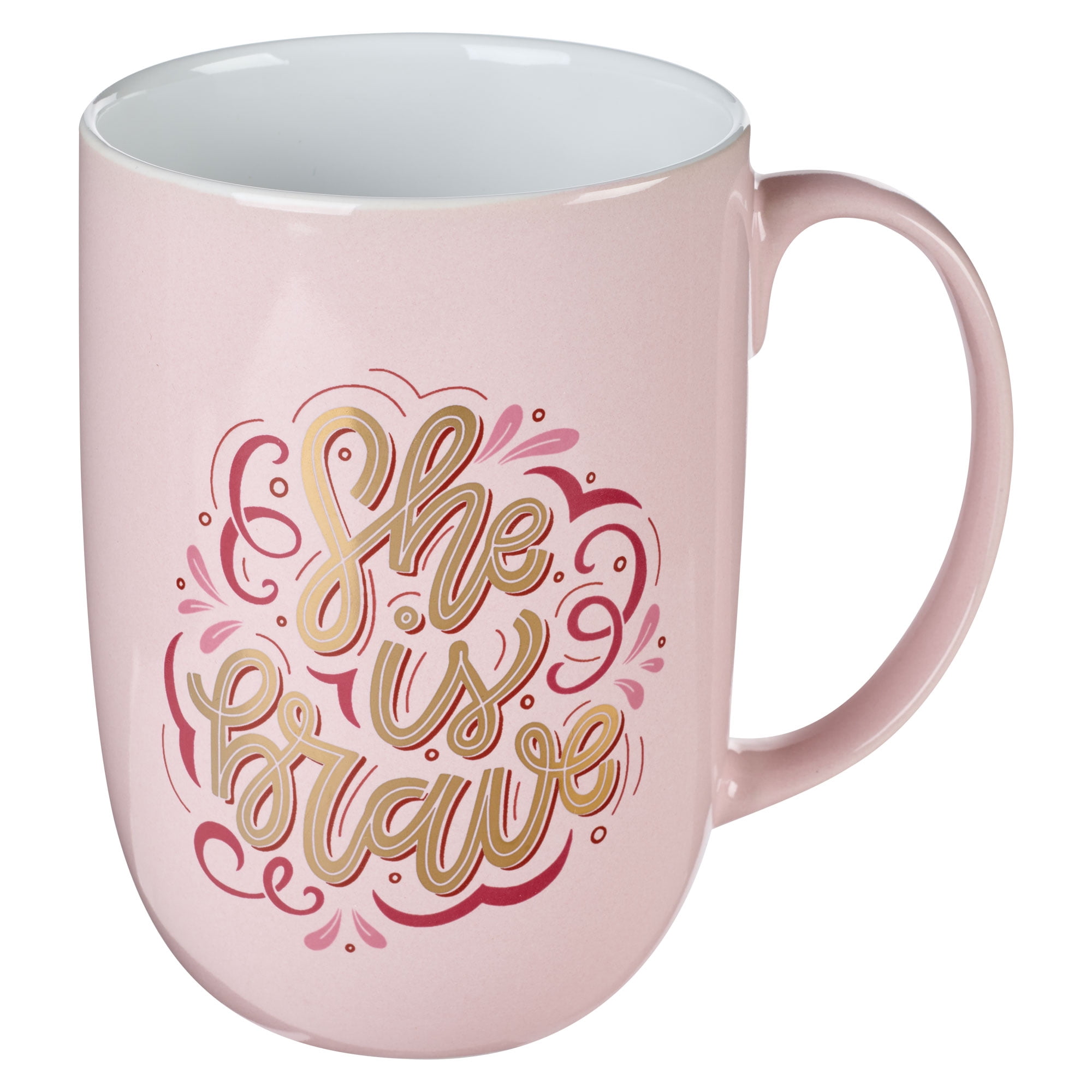 Picture of Christian Art Gifts 233289 She is Brave Pink Ceramic Coffee Mug