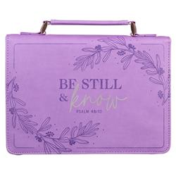 Be Still & Know Psalm 46-11 Bible Cover, Purple - Medium