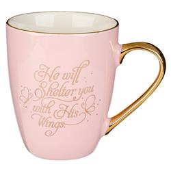 Picture of Christian Art Gifts 241567 Shelter You Psalm 91-4 Ceramic Mug&#44; Pink & Gold