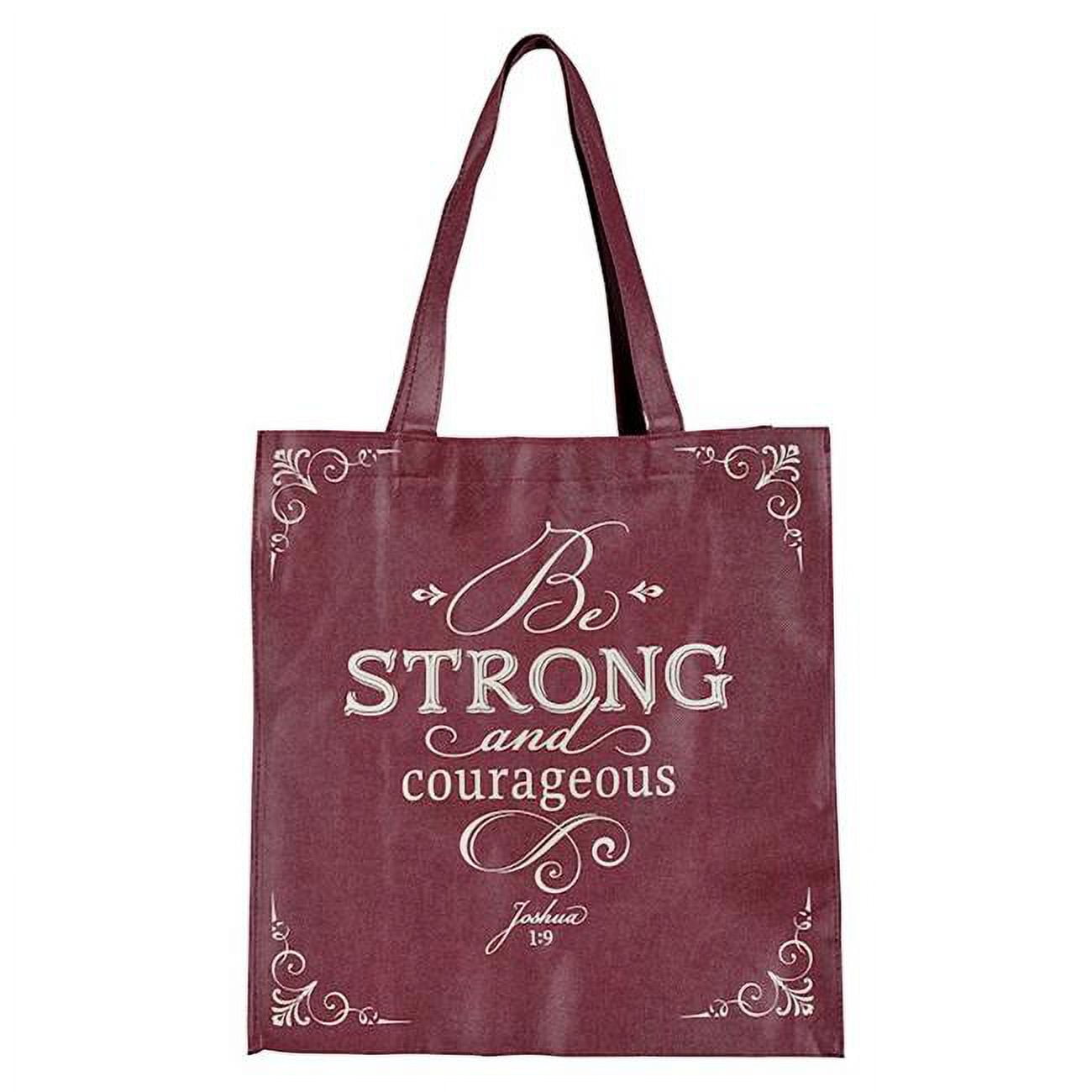 Be Strong & Courageous Tote Bag, Topas Pink