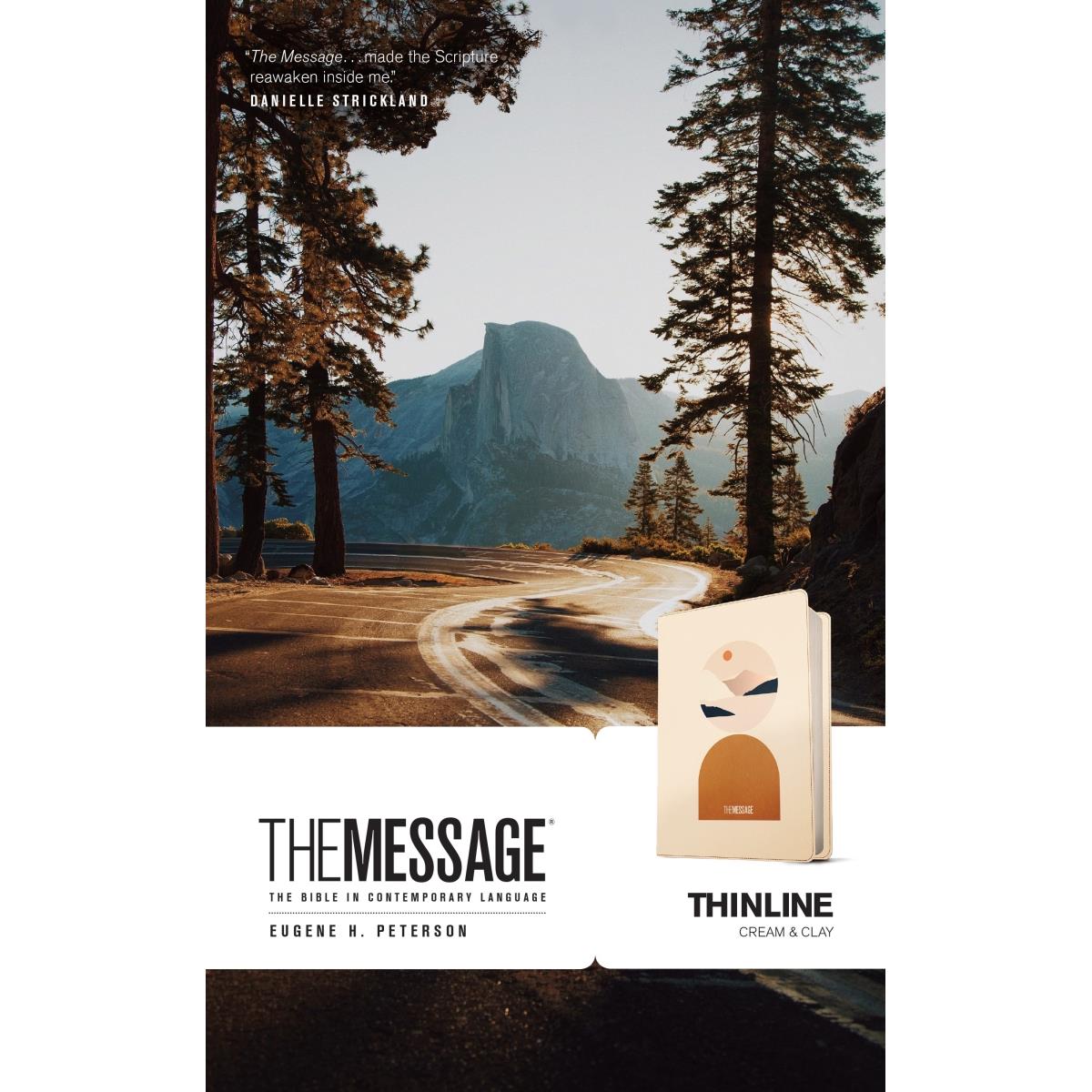 222654 The Message Thinline LeatherLike Bible - Cream & Clay