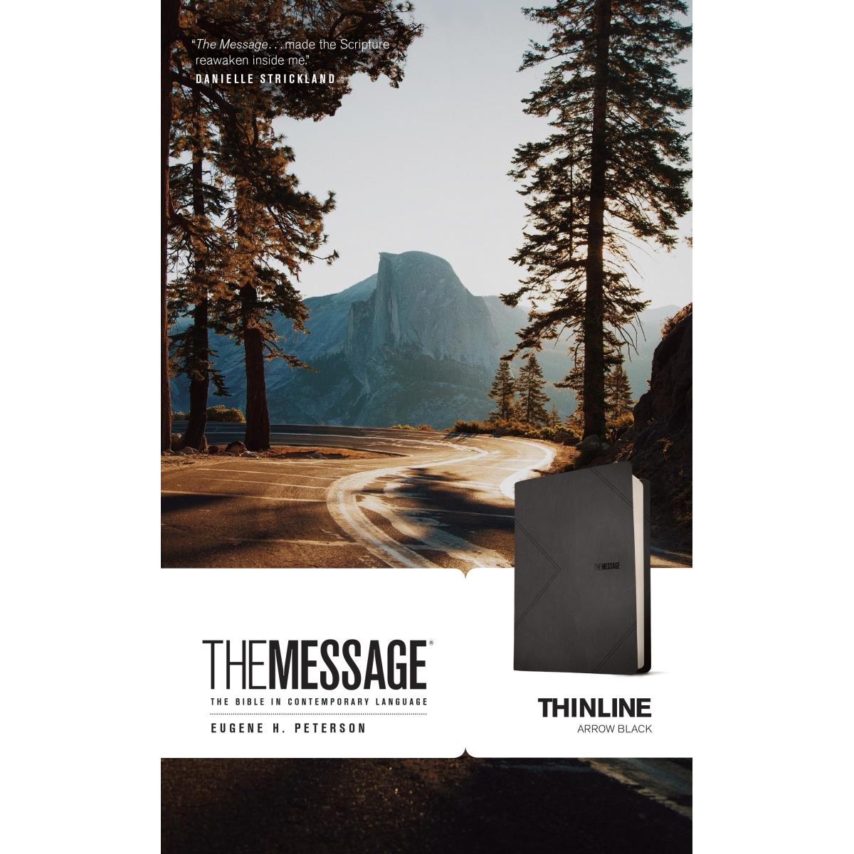 222663 The Message Thinline LeatherLike Bible - Arrow Black
