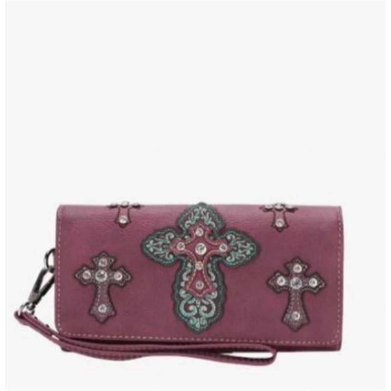 322205 Embroidered Multiple Cross Wallet - Purple -  Montana West