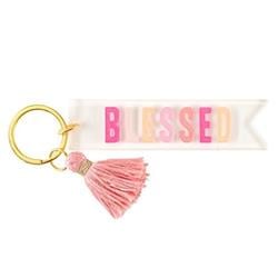212381 4 x 1 in. Acrylic Key Tag with Tassel & Blessed