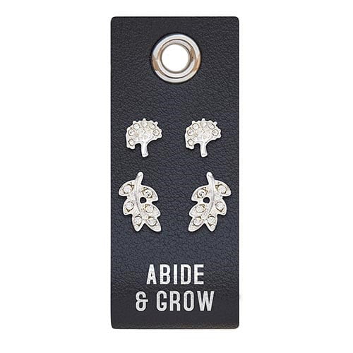 Picture of CB Gift 205210 Abide & Grow & 2 Sets of Studs On Leather Tag Earrings