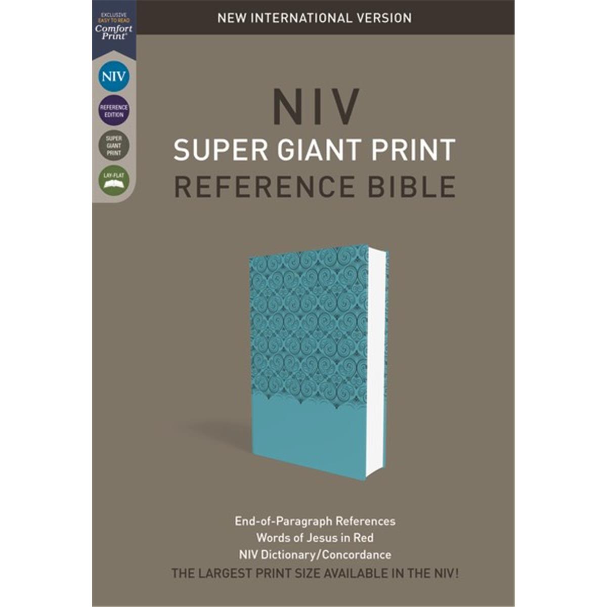 NIV Super Giant Print Reference Comfort Print Leathersoft Bible - Teal