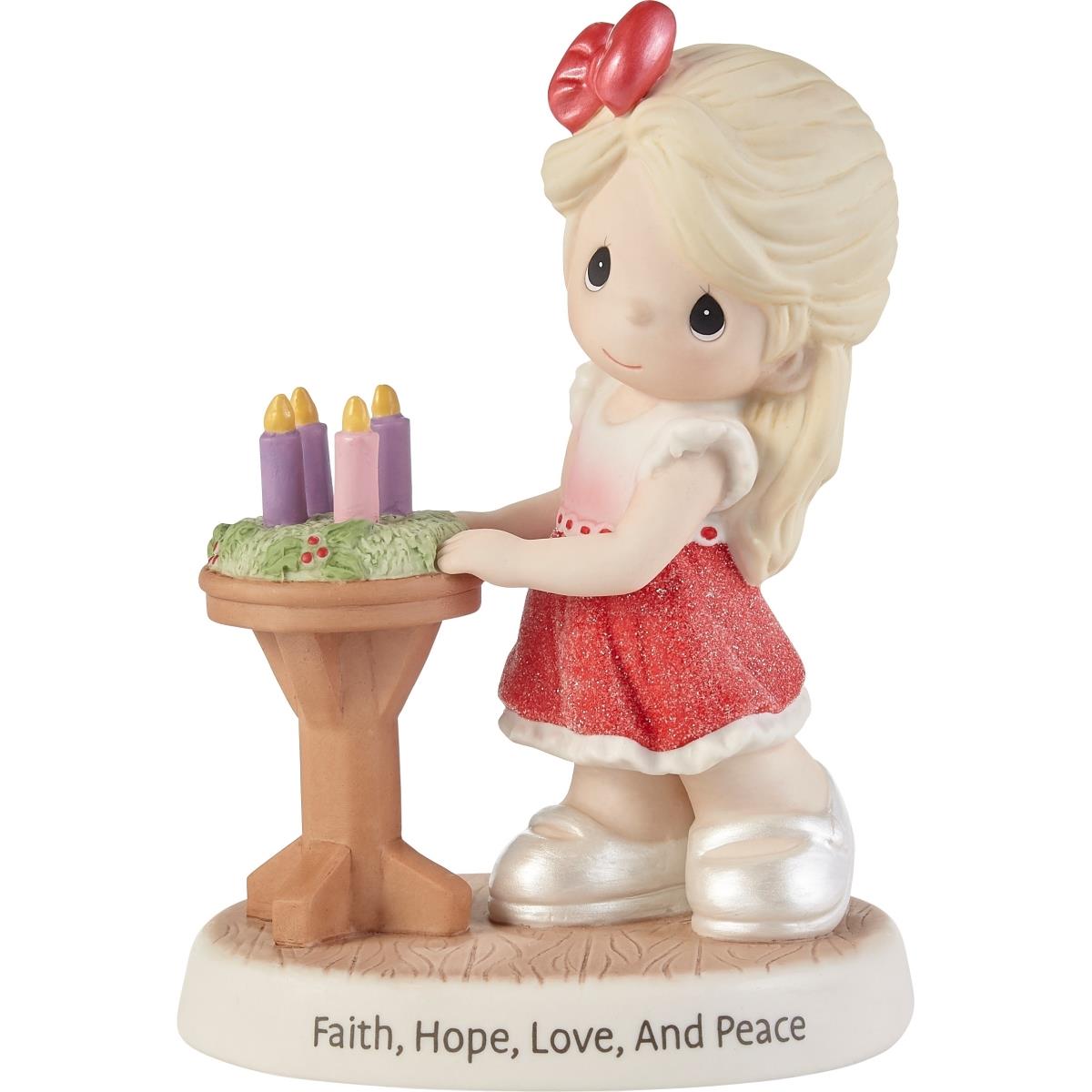 Picture of Precious Moments 212636 5.25 in. Girl with Advent Wreath & Faith Hope Love & Peace Figurine