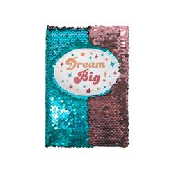 224063 Dream Big-Sequin Turquoise with Rose Gold Journal