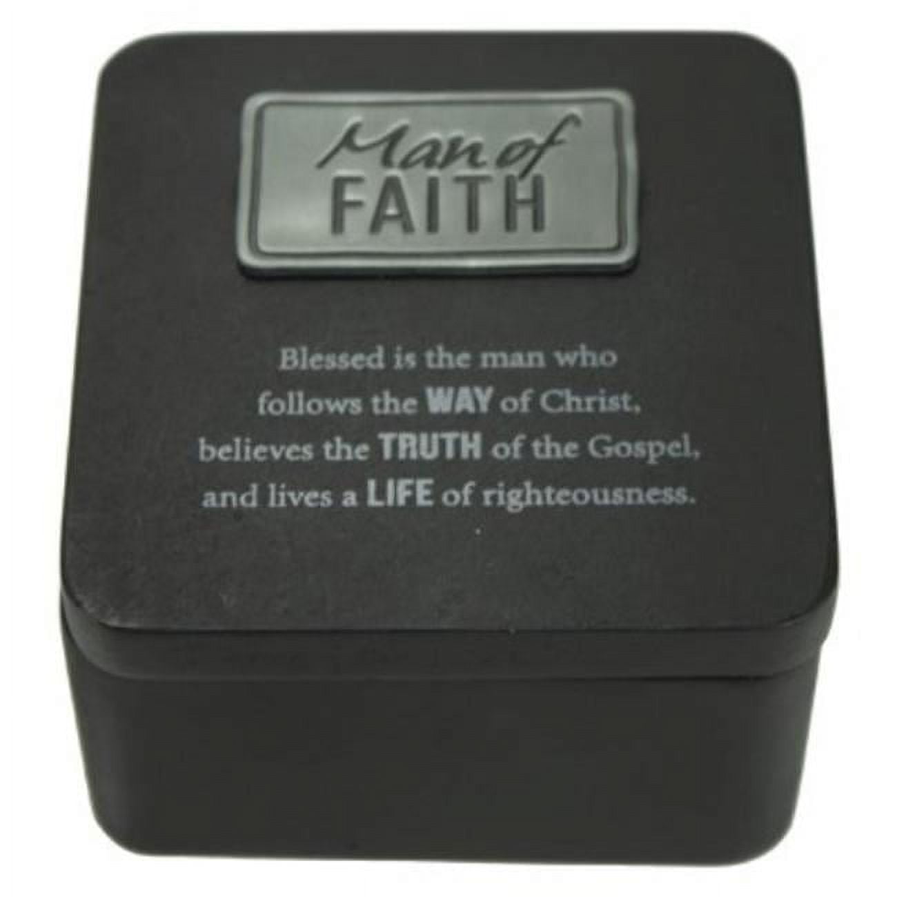 Picture of CA Gift 224440 4 x 4 x 2 in. Man of Faith Trinket Box - Matte Black