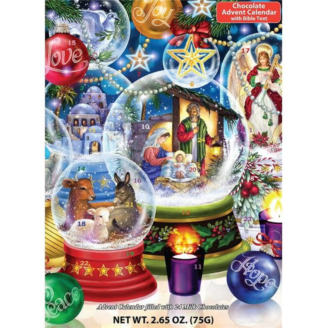 Picture of Vermont Christmas 322242 10 x 13.75 in. Nativity Snow Globe Chocolate Advent Calendar