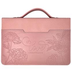 Bible Cover - Debossed with Weave Pattern-Love, Pink - Extra Large