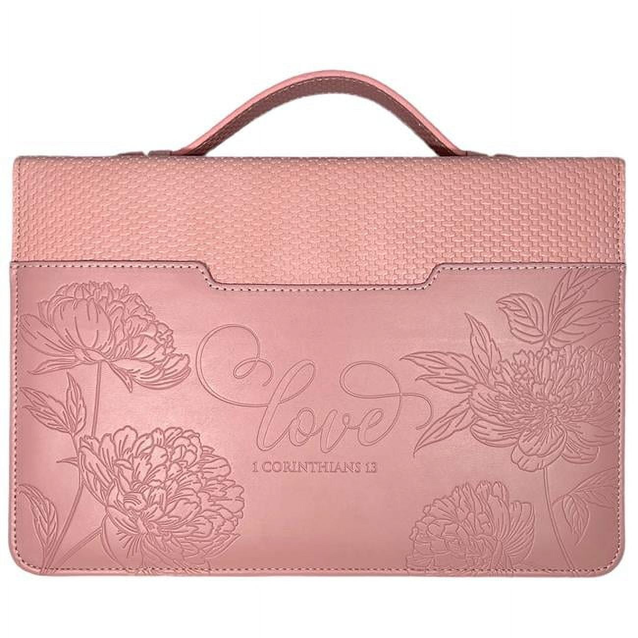 Debossed with Weave Pattern Bible Cover - Love, Pink - Large