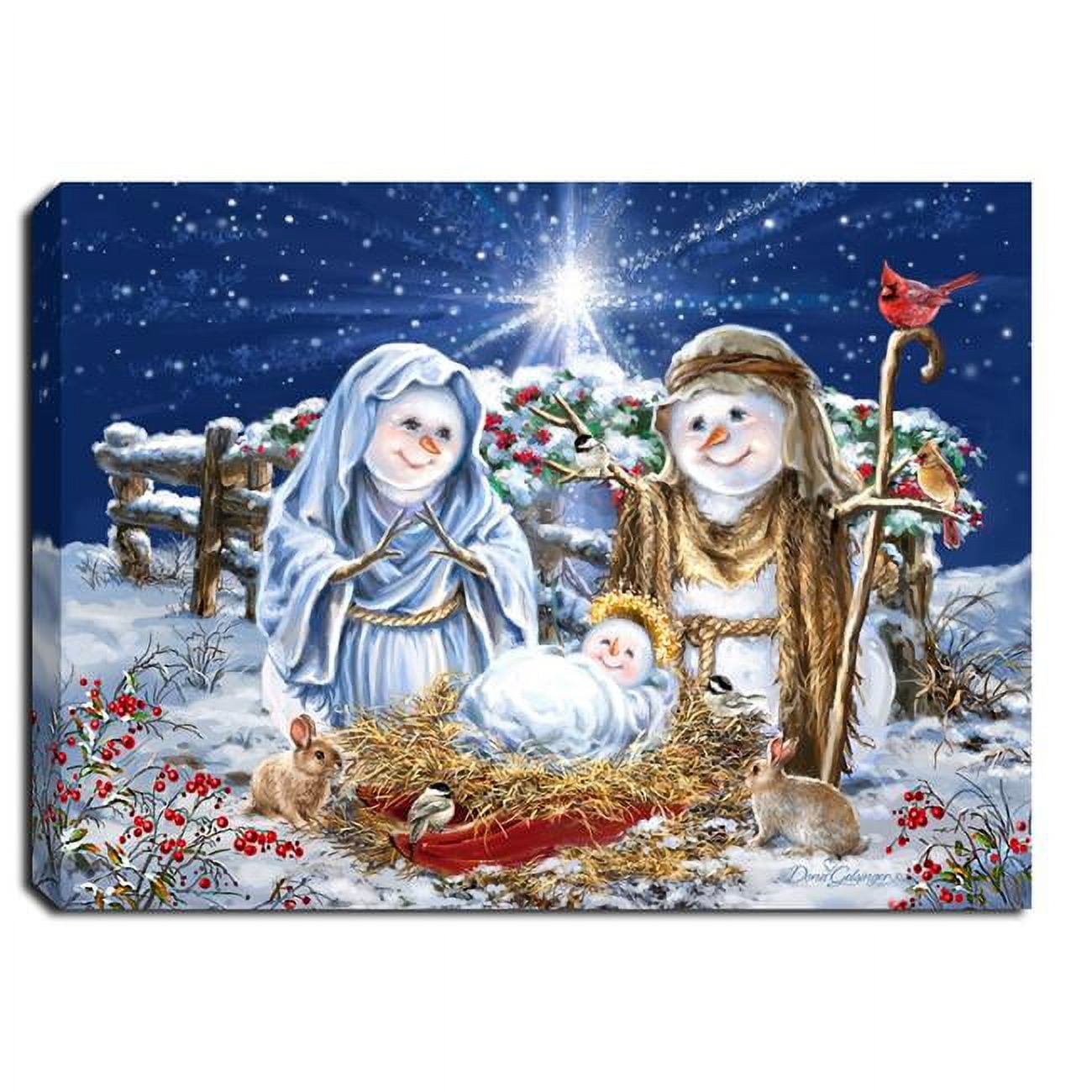 Picture of Glow Decor 231398 8 x 6 in. Snow Family Nativity-LED Tabletop with Timer Mini Canvas