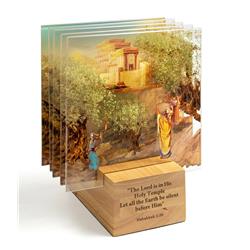 233281 Holy Temple 3D Glass Artwork in Wood Stand