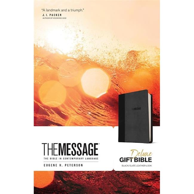 Picture of NavPress 097057 The Message Deluxe Gift Bible - Black & Slate LeatherLook