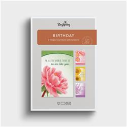 393120 Birthday Floral Assorted Boxed Card - Pack of 12
