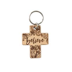 39417X Believe Lasered Keychain