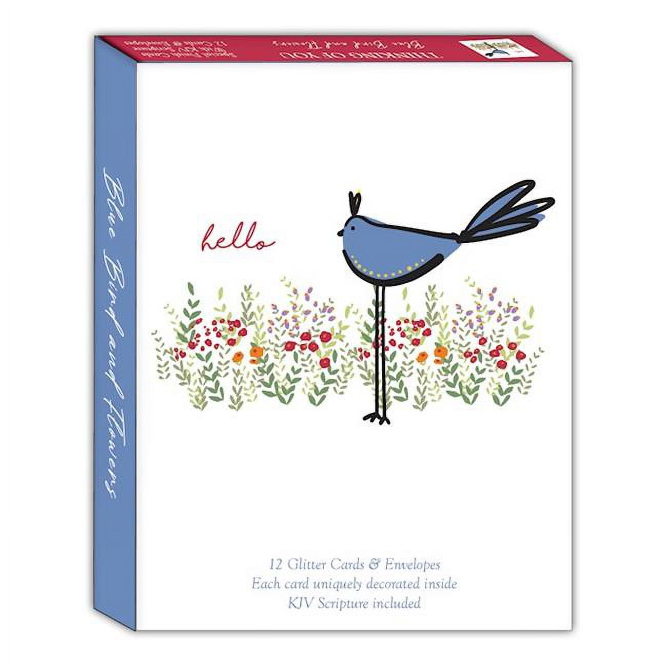 Picture of Crown Point Graphics 309274 Blue Bird & Flowers Thinking of You Shared Blessings Boxed Card