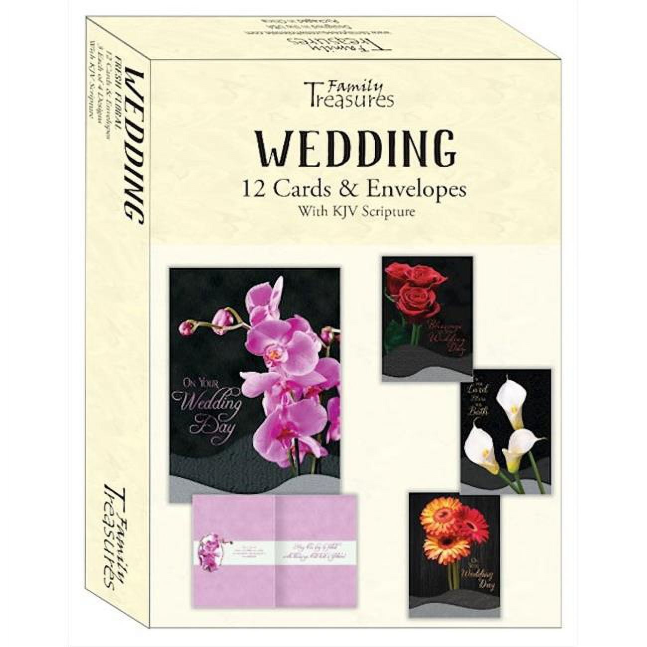 Flesh Floral Wedding Boxed Card - Pack of 12