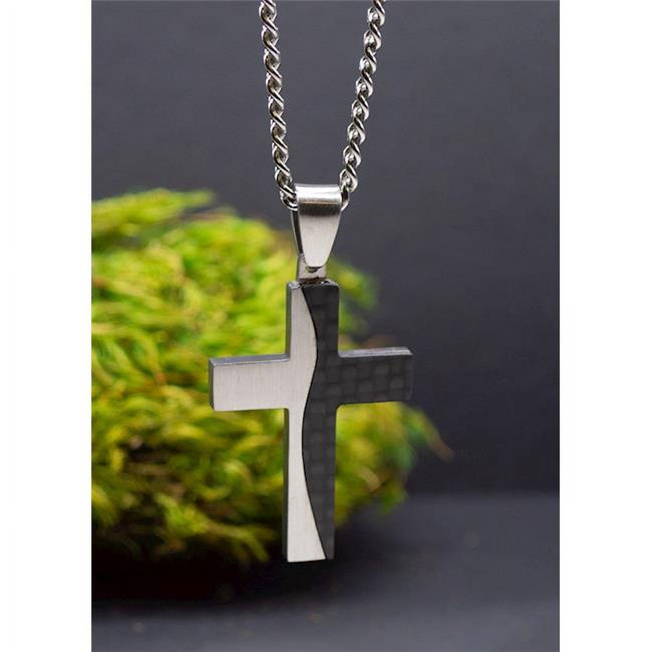Eden Merry Wavy Cross Necklace, Black & Silver