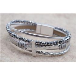 Eden Merry Beaded Cross Bracelet, Silver