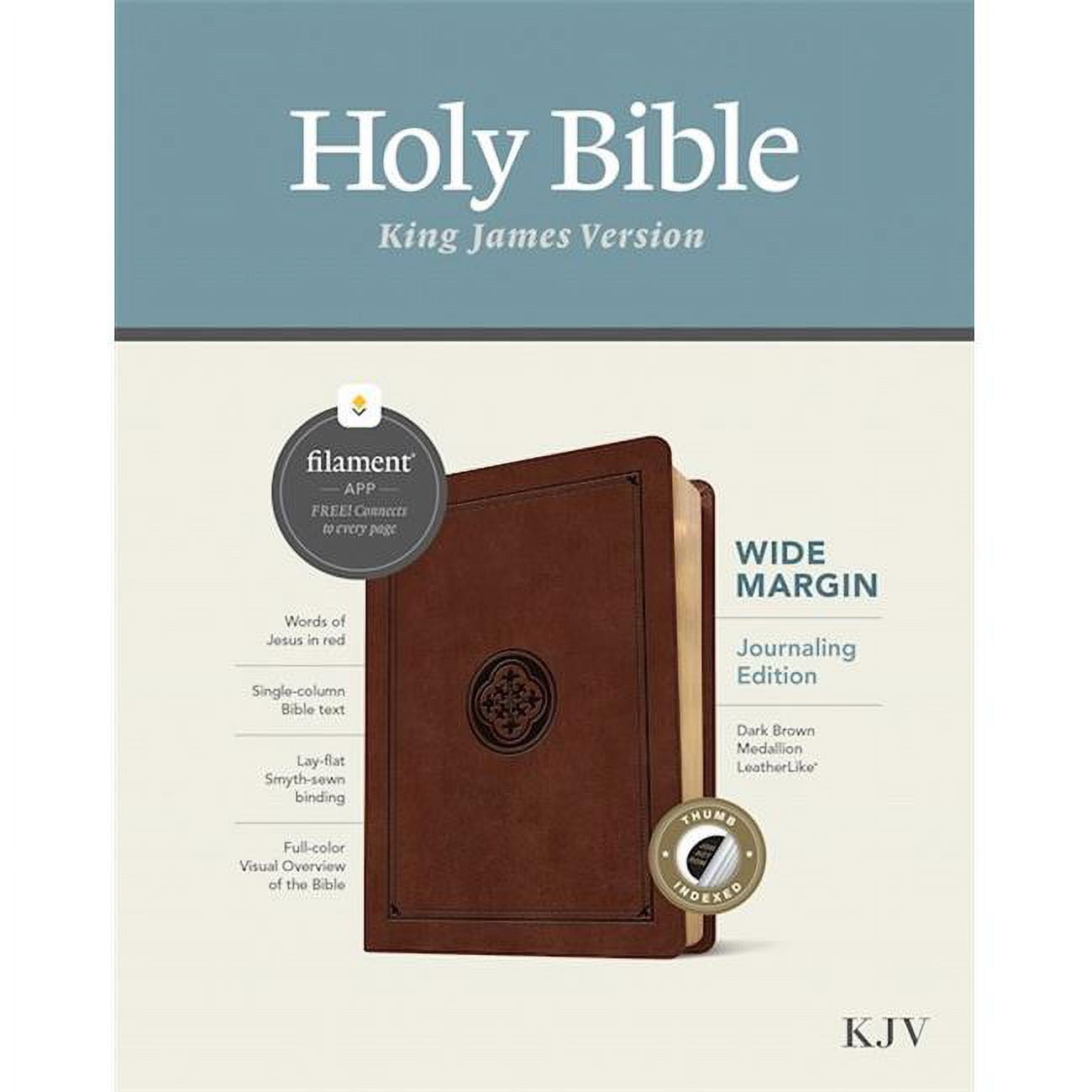331926 Filament Enabled KJV Wide Margin Bible, Dark Brown Medallion LeatherLike In