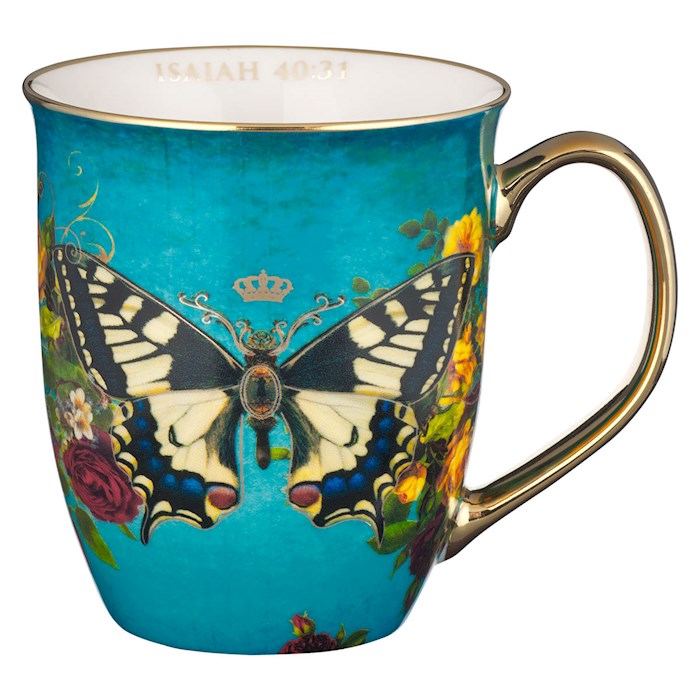 Picture of Christian Art Gifts 304804 Hope Isaiah 40-31-Teal Butterfly Mug - MUG1017