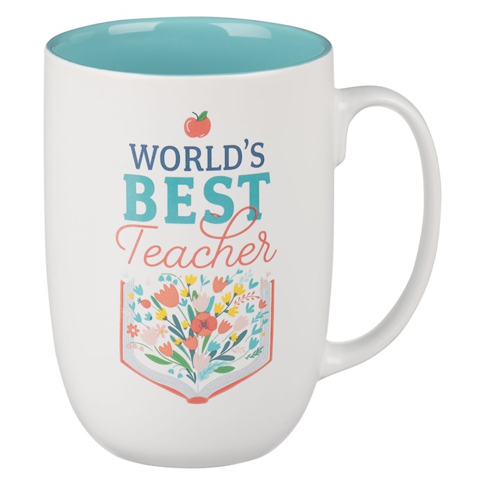 Picture of Christian Art Gifts 304813 Worlds Best Teacher Ecclesiastes 2-26 Mug, White & Teal - MUG994
