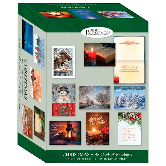 Crown Point Graphics 409176 Boxed Shared Blessings Christmas Assorted & Christmas Greetings Card - Box of 48