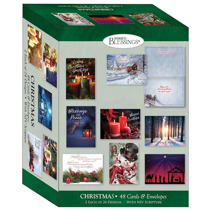 Crown Point Graphics 409196 Boxed Shared Blessings Christmas Assorted & Wonderful Time of The Year Card - Box of 48