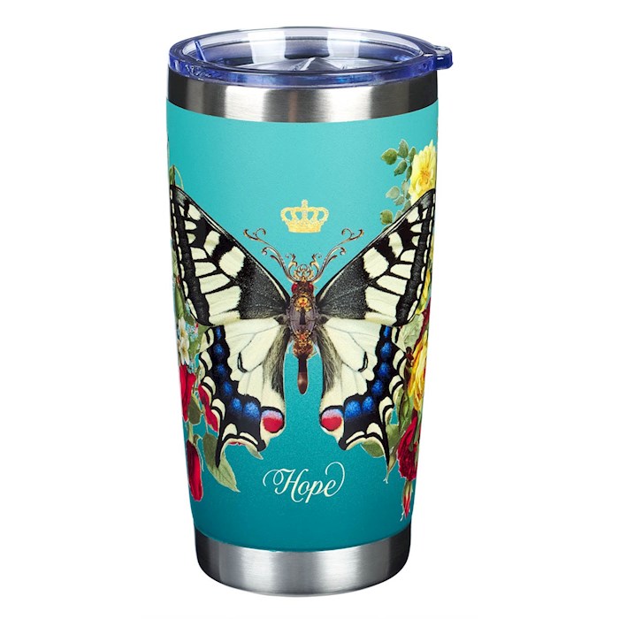 Picture of Christian Art Gifts 304818 Teal Butterfly Hope Travel Mug