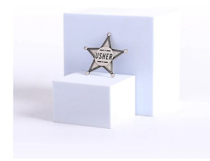 080574 2 in. Silver Star-Metal decal Usher Magnetic