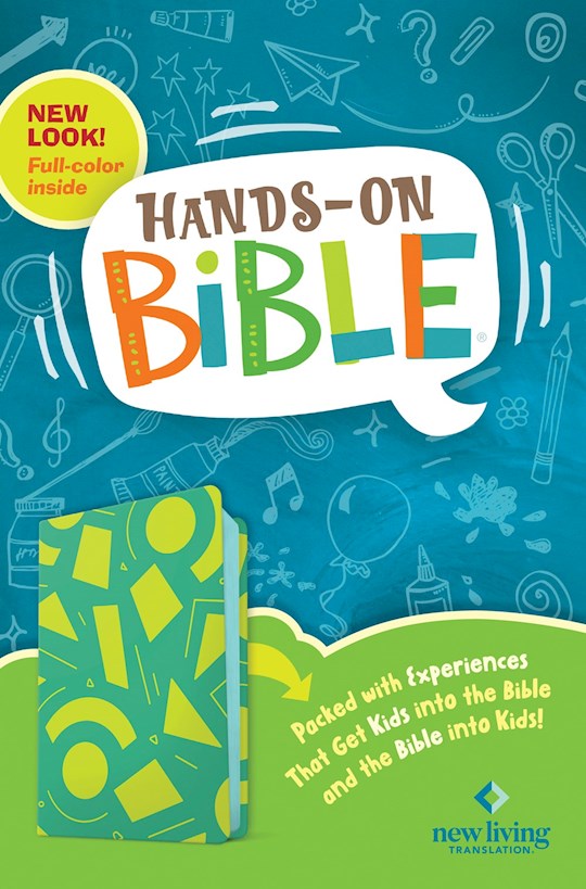 331933 NLT Hands On Bible Third Edition Green Lines & Shapes Leather Like