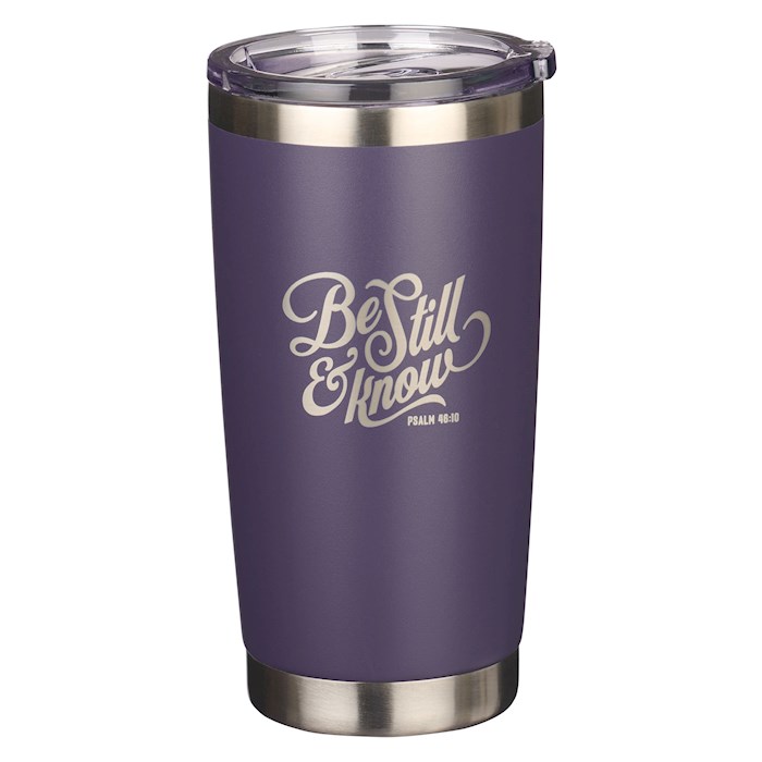 Picture of Christian Art Gifts 332071 Be Still & Know Psalm 46-10 Travel Mug, Purple
