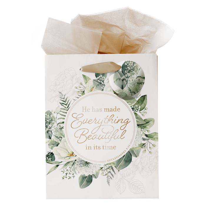 Picture of Christian Art Gifts 380609 Medium Everything Beautiful Ecclesiastes 3.11 Gift Bag