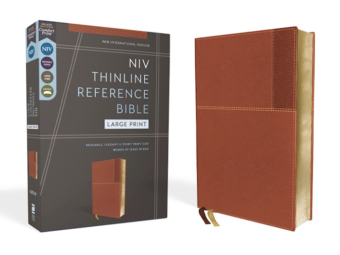 224216 NIV Thinline Reference Bible & Large Print Comfort Print Brown Leathersoft